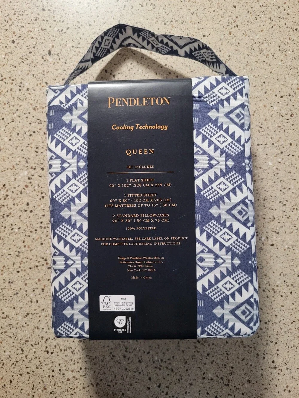 Pendleton Queen Cooling Technology Bedsheet Set Southwestern Aztec Bedroom Blue